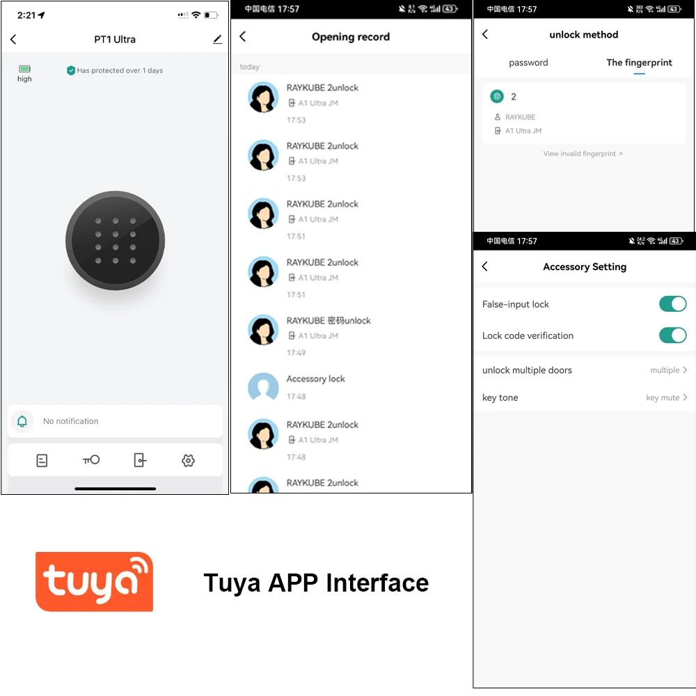 RAYKUBE FPT1 Tuya BLE ذكي لاسلكي بصمة كلمة المرور قفل لوحة المفاتيح الرقمية لا يوجد حفر تركيب العمل لقفل A1 Pro #4