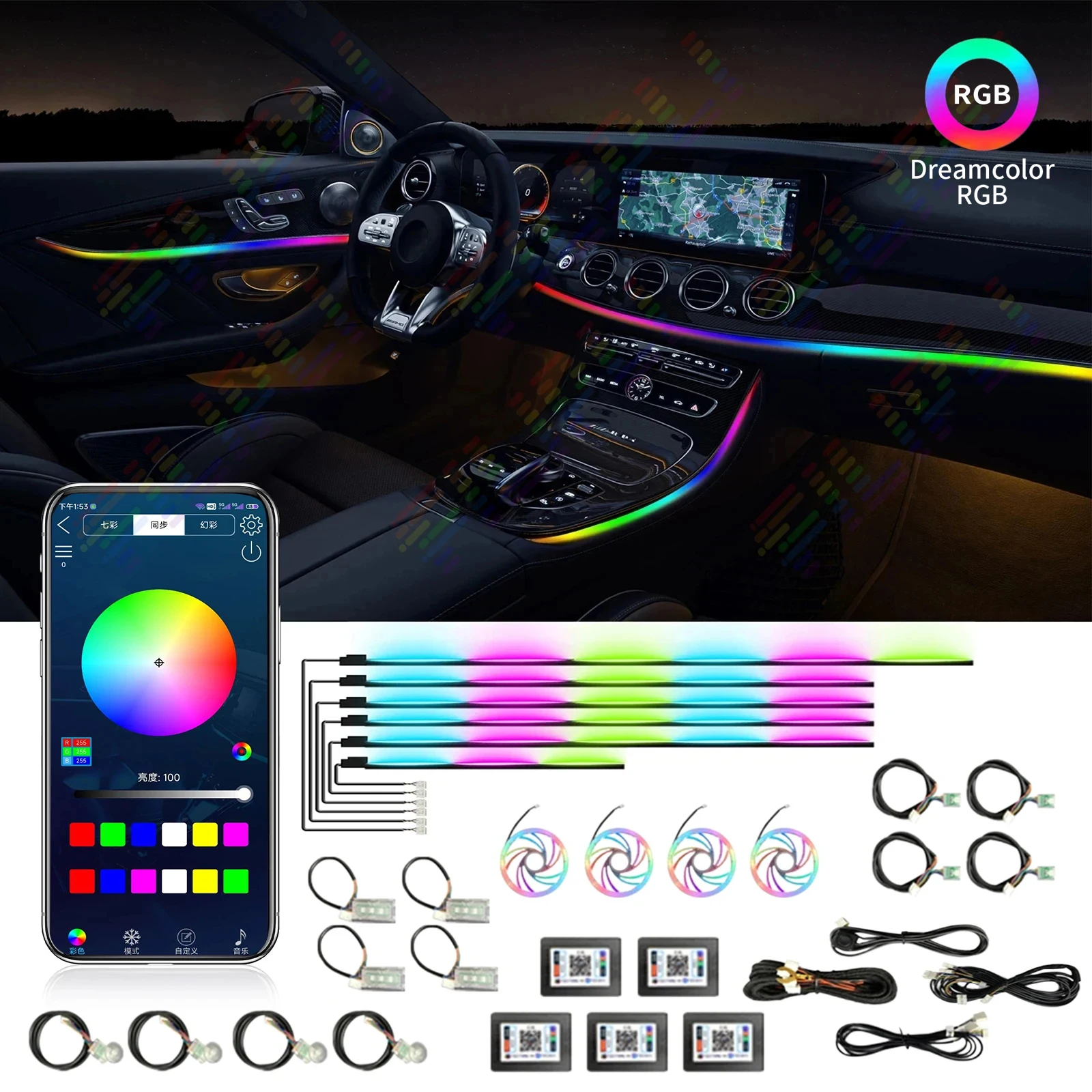 

22 In 1 Neon LED Car Interior light Led Ambient Car Light Decorative Acrylic Car Lamp Accesso For Full Universal Atmosphere