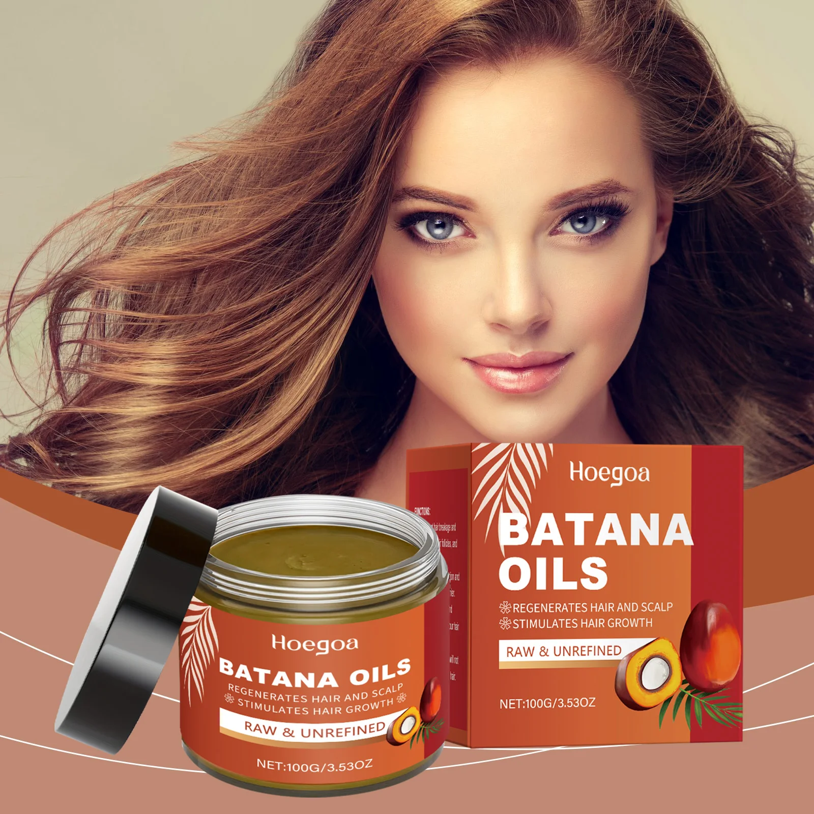 Hoegoa 100g Batana Oil Hair Care Conditioner Anti Split Ends Nourishes Scalp Hydrating Improve Hair Luster Hair Smooth Cream
