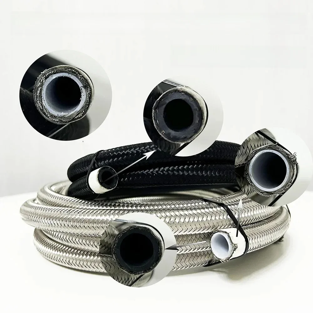 AN4 AN6 AN8 AN10 AN12 AN16 AN20 CPE PTFE Racing Roestvrij staal gevlochten nylon gevlochten brandstofslang Olie gaskoeler slangleiding - afbeelding 2