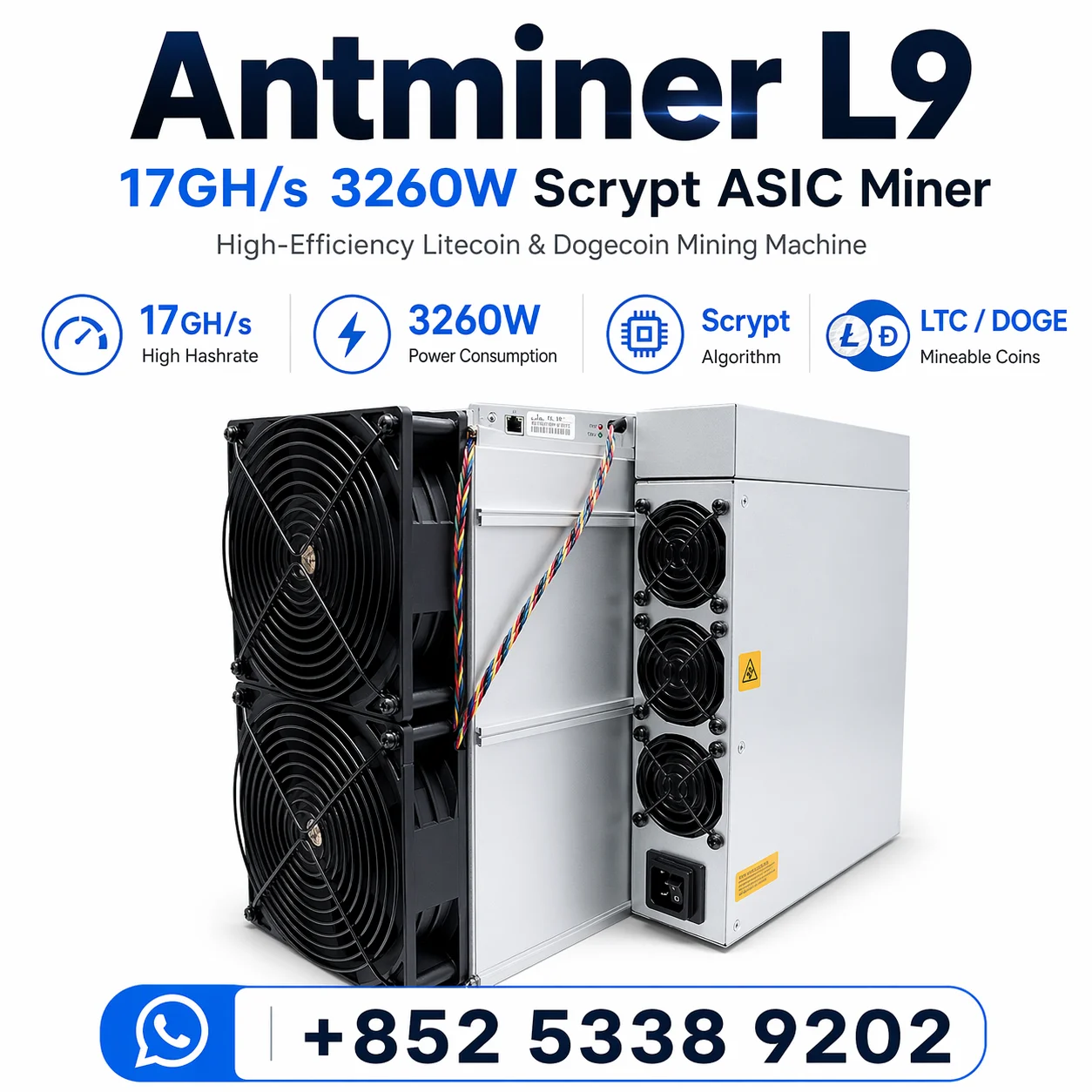 

КУПИТЕ 5, ПОЛУЧИТЕ 2 БЕСПЛАТНО — Новая машина для криптовалютного майнинга Antminer L9 17GH/s — Профессиональный майнер для LTC и DOGE с блоком питания в комплекте