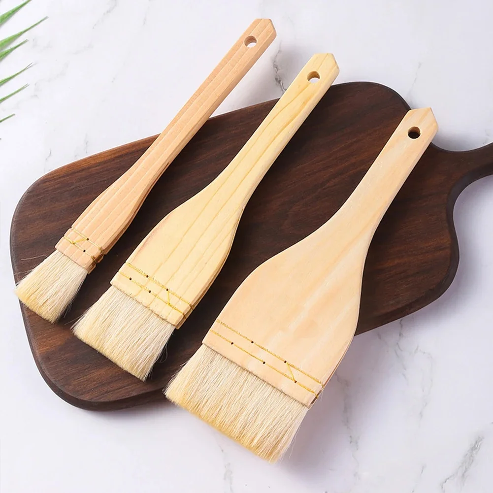 Brosses à huile de cuisine en bois, brosse de cuisine pour Barbecue, brosse à huile multifonctionnelle à Long manche, brosses à badigeonner pour gâteaux, viande, Desserts