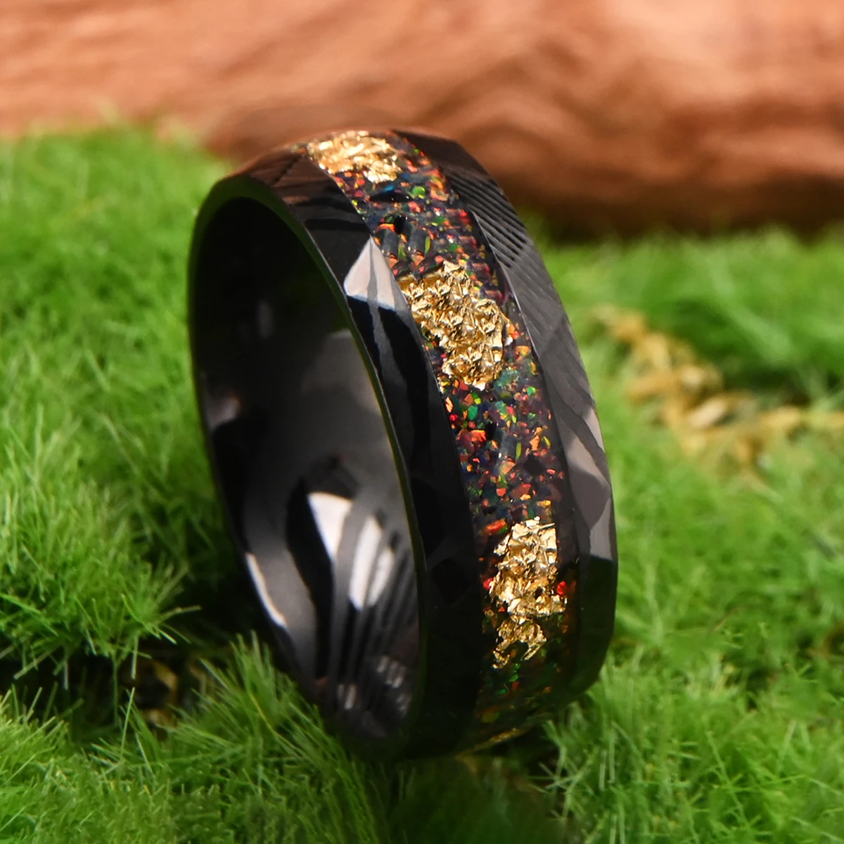 rings man punk jewelry bijoux tendance parejas opal goth ring anillos pareja y2k accessories vintage jewellery couples gifts