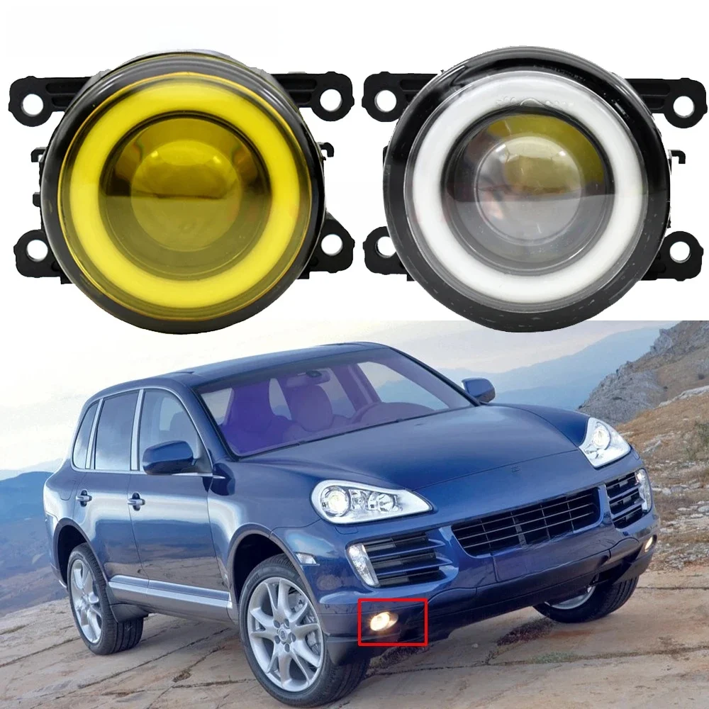 2 sztuk Angel Eye LED światła przeciwmgielne reflektor światła przeciwmgielne dla Porsche Cayenne 955 zamknięty pojazd terenowy lampa przeciwmgielna dla Porsche Cayenne — zdjęcie 2