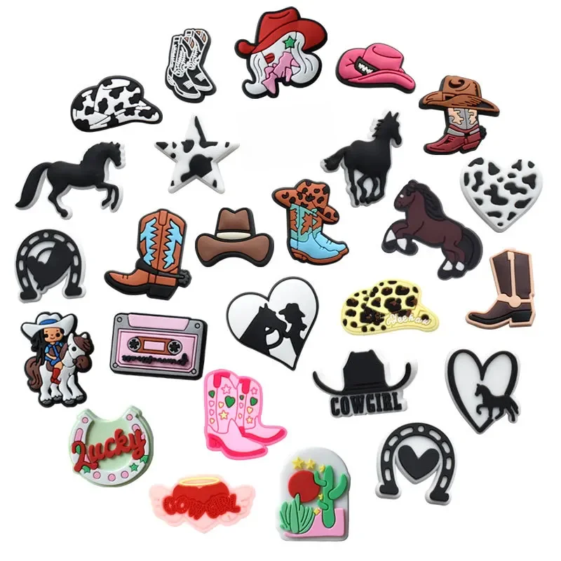 Breloques de chaussures de combat pour Cowboys occidentaux, 1 pièce, pour accessoires Crocs, décorations d'épingles, cadeaux de fête de noël pour enfants et femmes, offre spéciale