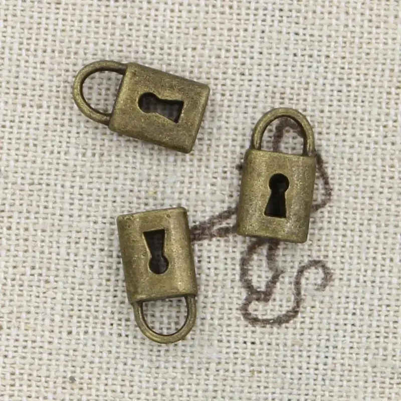 15 sztuk Charms Lock 14x8mm antyczne wyroby wisiorek fit, Vintage tybetański brąz kolor srebrny, DIY ręcznie robiona biżuteria — zdjęcie 2