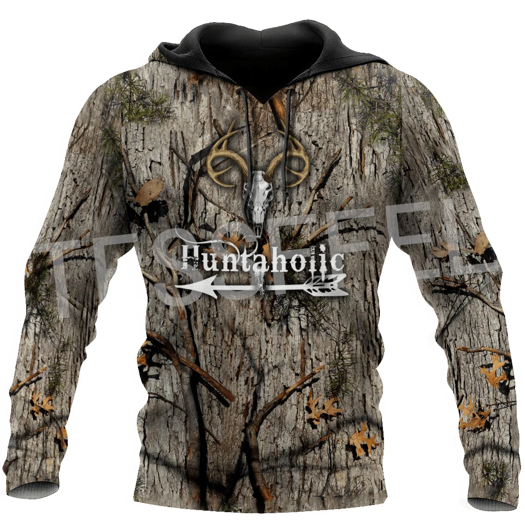 Custom Name Deer Hunting Animal Bow Hunter Camo Cosplay Tattoo Retro Tracksuit 3DPrint Harajuku Casual Pullover Jacket Hoodies E