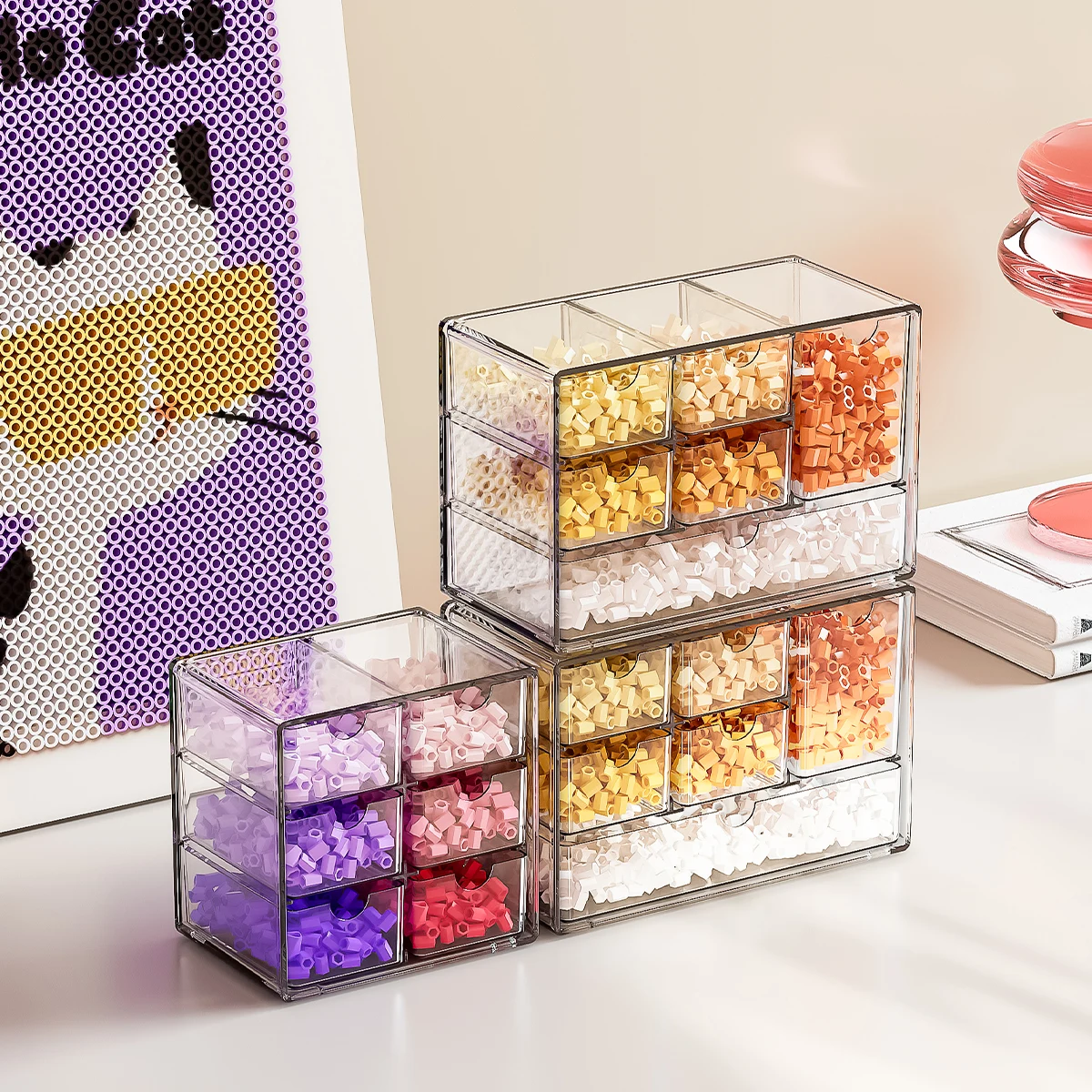 Organisateur en acrylique avec 6 tiroirs, tiroirs de rangement transparents pour fournitures de bureau, organisation et rangement de bureau pour maquillage, bijoux, art
