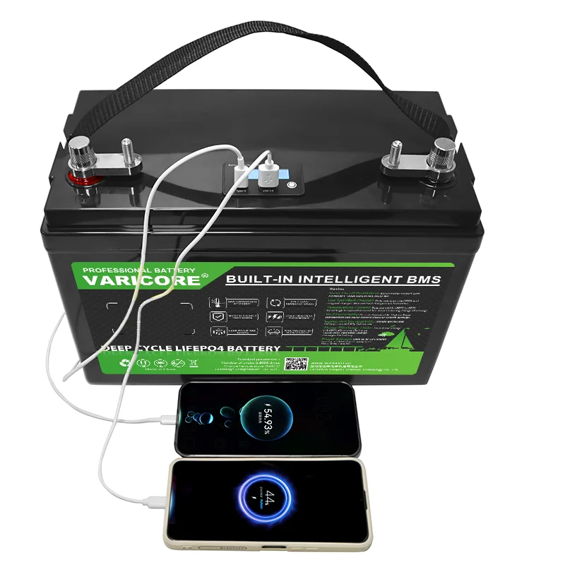 VariCore 12,8V 100Ah LiFePO4-batterij, Deep Cycle, ingebouwde intelligente BMS, LCD-display, voor camper, zonne-energie, maritiem gebruik, noodstroomvoorziening - afbeelding 2