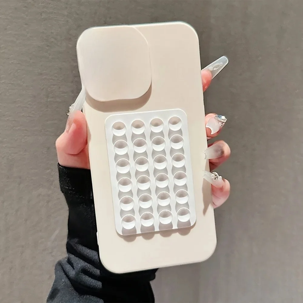 Pupil Black Eye Beige Suction Cup Silicone Phone Case For Xiaomi Redmi Note 14 13 12 Pro Plus 12S 12 11S 11 10 14C 13C 12C Cover — zdjęcie 2