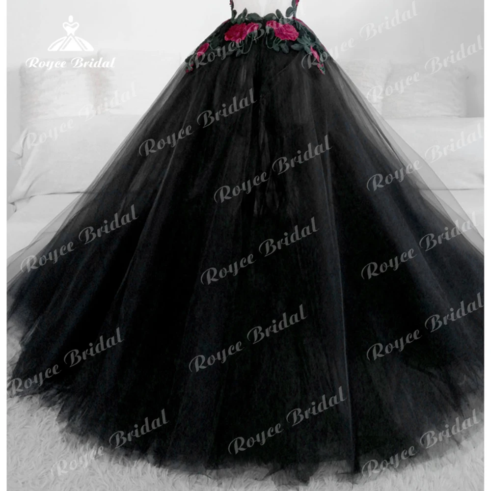 Gothic Black Sexy Red Green Appliques Open Back A Line Wedding Dress Custom For Women Bridal Gowns Sweep Vestidos De Novia Party