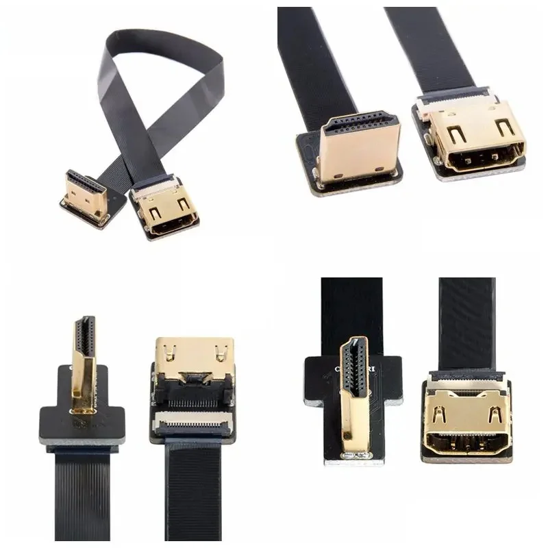 FPV Micro Mini HDMI-compat connecteur à 90 degrés FPC câble ruban plat Flexible HD pas FFC 20 broches pour Drone Gopro DSLR Kit de cardan