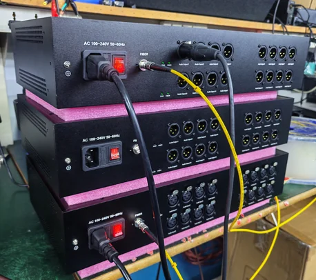 16-Channel XLR Balanced Audio ST Fiber Optical Converter Transmitter Receiver 20km Extender for Professional Audio Networking