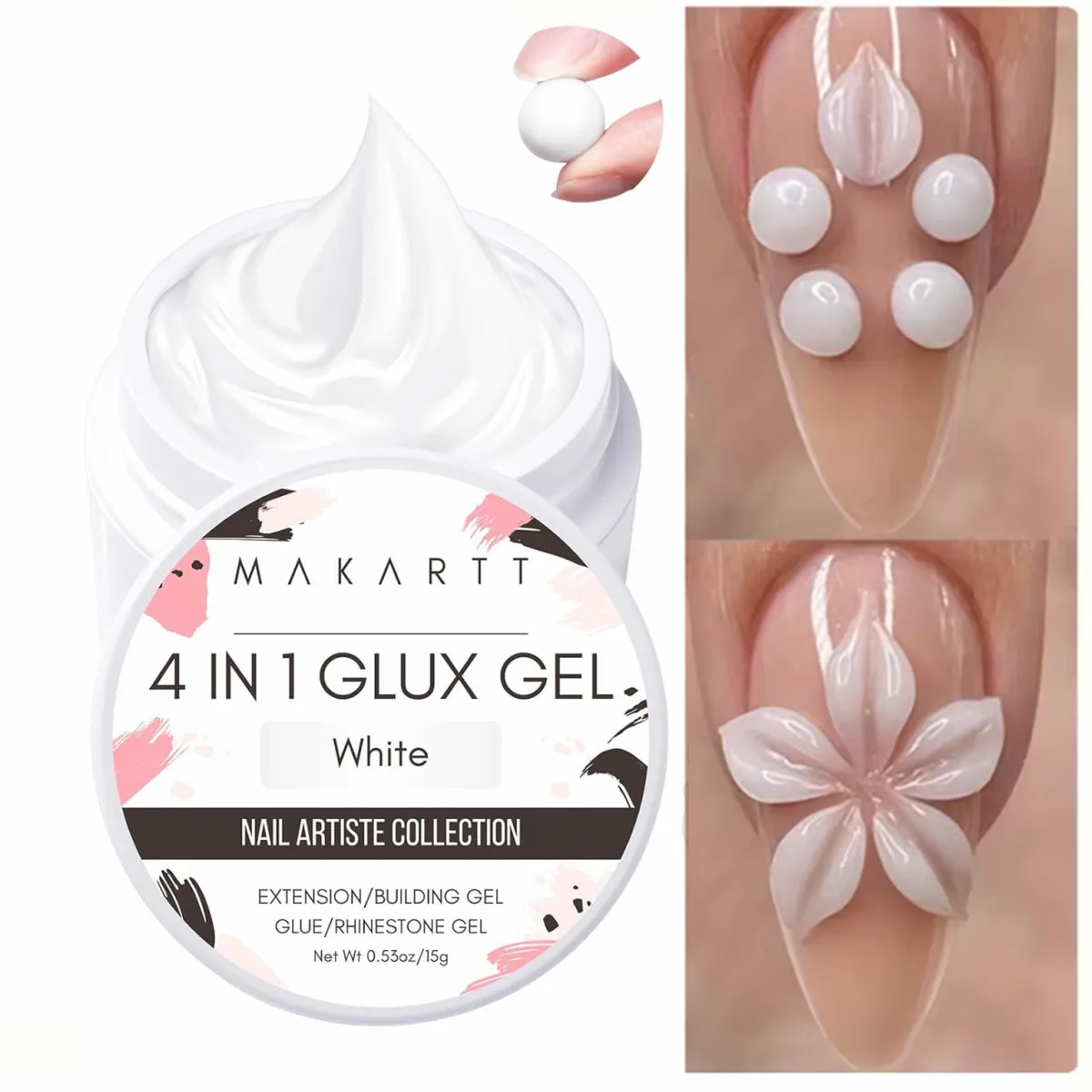 Solid Builder Gel ,Makartt 3D Gel Nail Art Molding Gel for Nails Acrylic Tips, Rhinestones & Sculpture Nail Tech Supplies