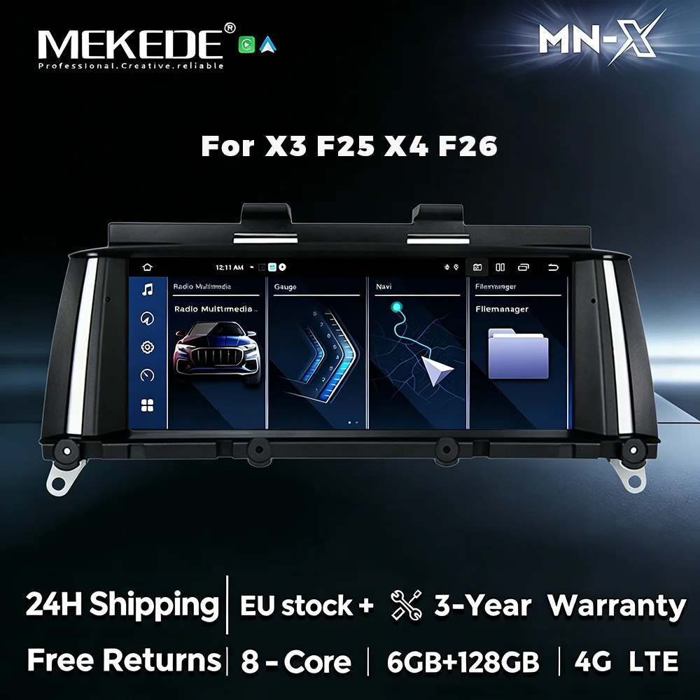 MEKEDE EU-Lieferung 8,8 Zoll Android 14 Kabelloses Carplay Auto-Multimedia-Radio für BMW X3 F25 X4 F26 NBT Navigation GPS 4G DSP WIFI BT 1920*720 HD-Wiedergabe Keepl-Drive-Steuerung