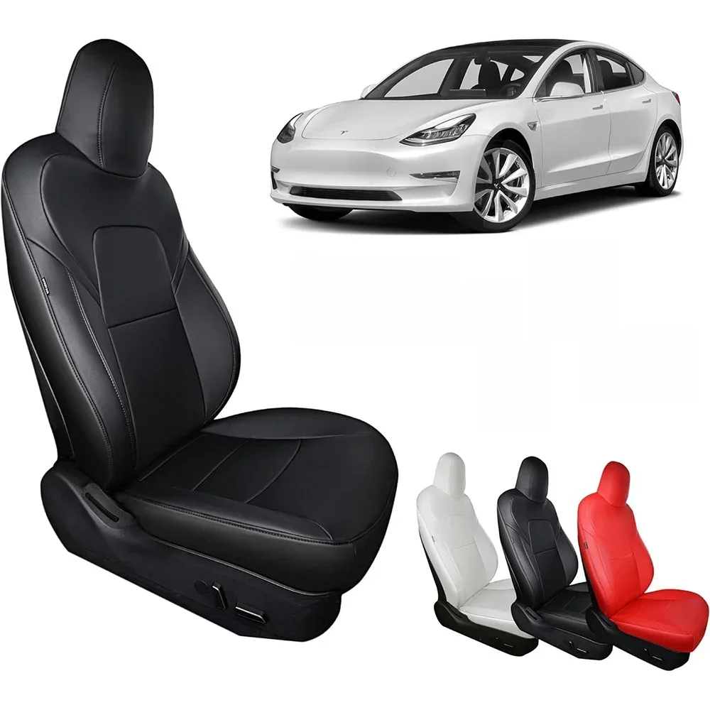 Nappa PU Lederen Autostoelhoezen voor Tesla Model Y 3 Highland 2017-2026 Volledige Set Zachte Ademende Zitkussenbeschermers Accessoires - afbeelding 2