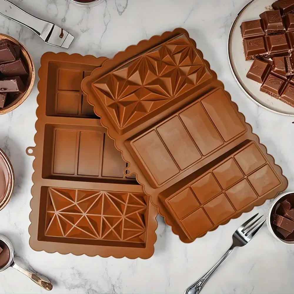 1 molde de chocolate de silicona 3 en 1 - para hacer barras de chocolate y caramelos, calidad alimentaria, resistencia a la temperatura máxima 200 ° C