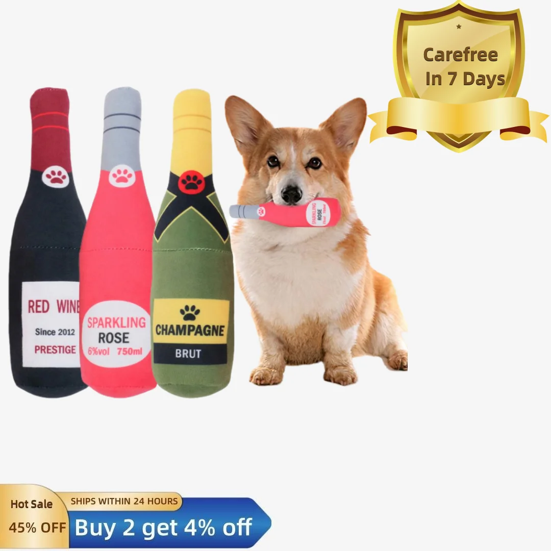 Dog Grinding Toy Bite Resistant Wine Bottle Shape Built-in Voice No Odor Soft Touch Relieve Boredom Companion Squeeze Elastic Do