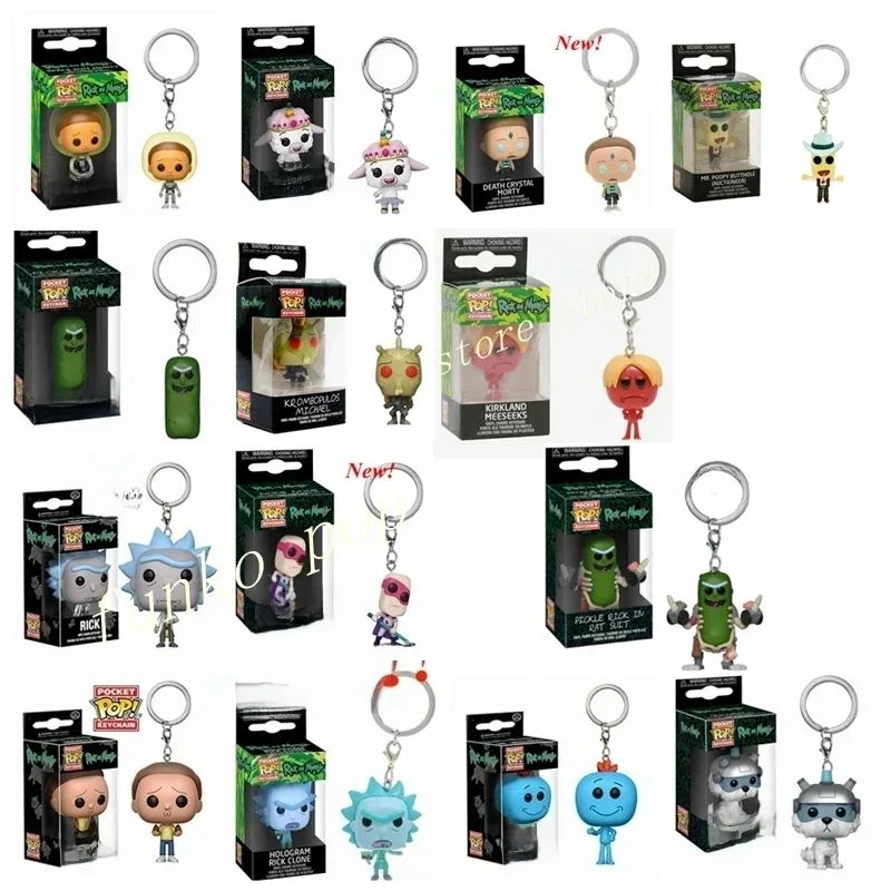 FUNKO poche nouveau Rick hologramme espace Morty cornichon Rick in Rat costume Rick CLONE porte-clés Figure jouets m. Meeseeks boule de neige jouet