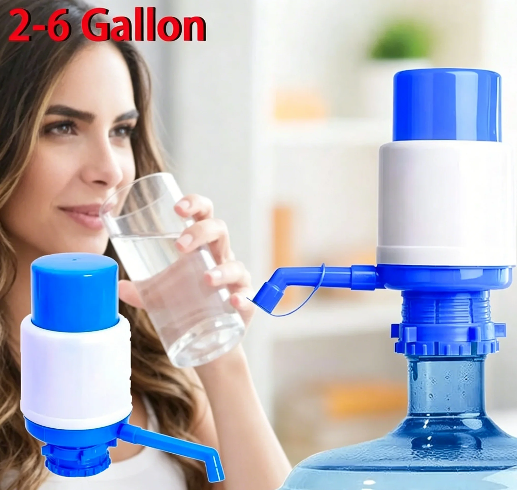 1pc Manual Water Pump With Stop Valve For Bottled Drinking Water Dispenser, Pure Water Press Type Device Back To School