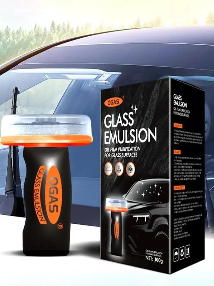 Handheld Glass Emulsion Oil Film Remover Car Windshield Cleaner For Front/Side/Rear Windows Rearview Mirror Auto Glass Cleaning