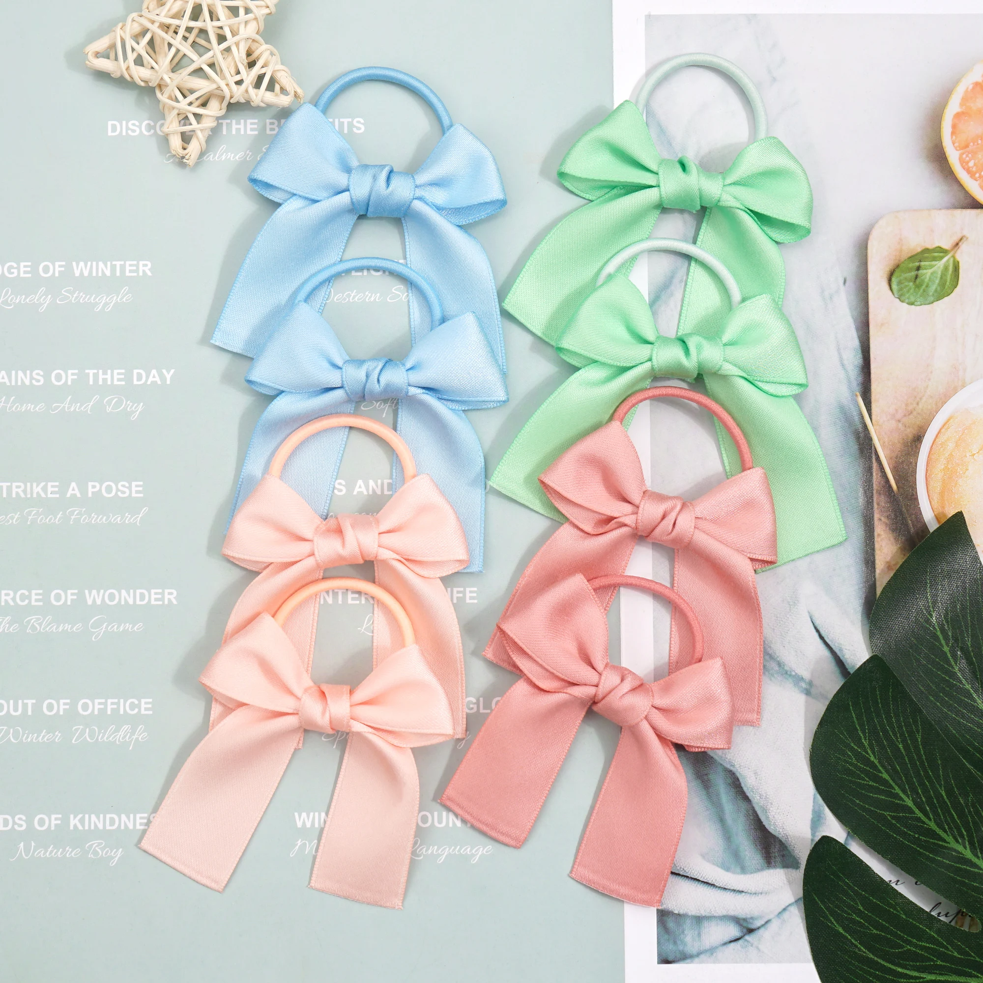 14pcs Ribbon Pigtail Hair Bows Elastic Hair Ties Hair Bands Holders Hair Accessories for Baby Girls Infants Toddler wholesales