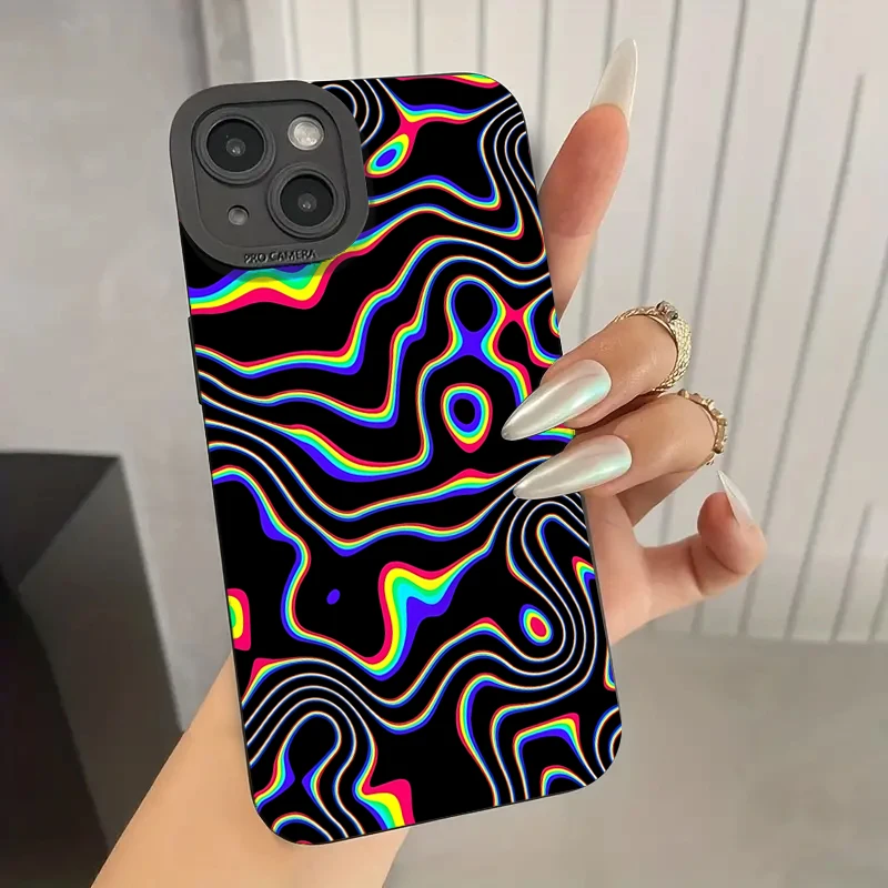 Fluorescent Wavy Phone Case for Samsung A15 5G Galaxy A14 A13 A34 A35 A52 A53 A54 A55 A32 4G S24 S23 S22 S21 FE Plus Ultra Cover