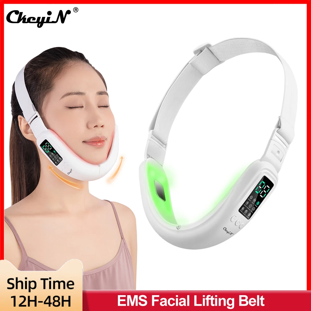 CkeyiN EMS cintura di sollevamento del viso LED Photon Therapy Face Slimming Vibration Massager riduce il doppio mento antirughe rassodante della pelle