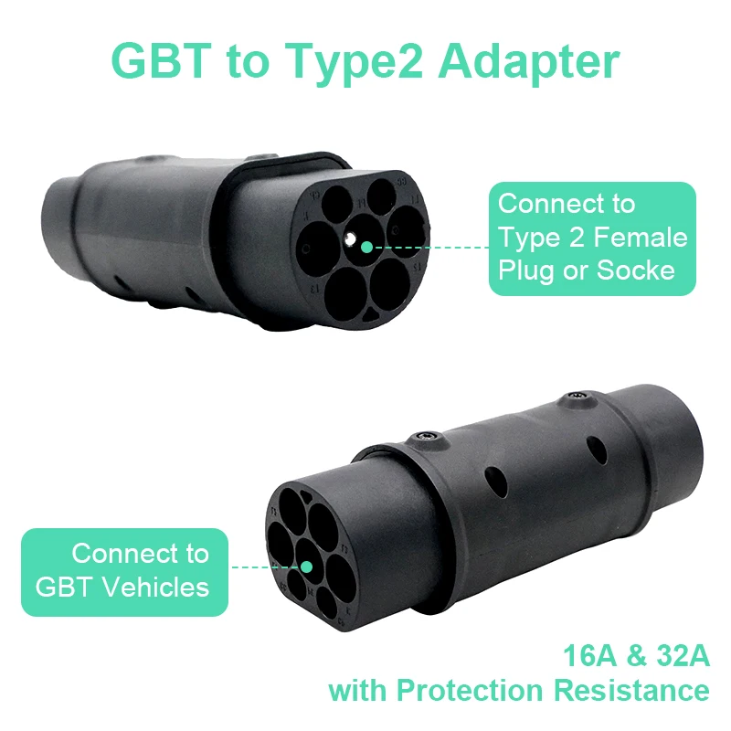 BOSDANTUN type2 to gbt Adapter 32a 22kw  EV Charger Adaptor Type 2 to Type 1 AC Electric Vehicle Cars Charging Converters J1772