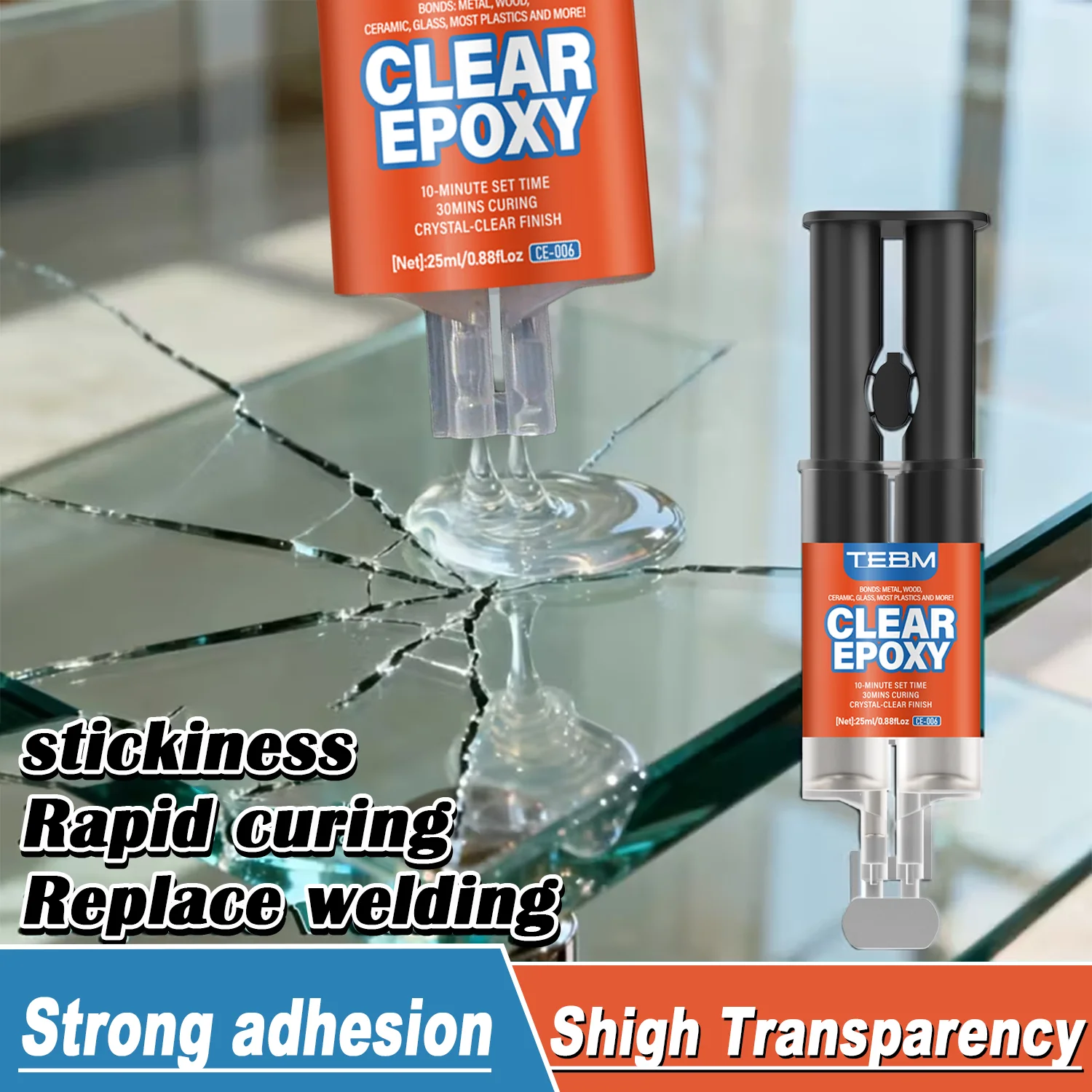 Epoxy Welding Glue, Dual-Syringe AB Glue, Fast Curing Repair Paste, for Metal Crack, Leak, Broken Parts, Indoor & Outdoor Use