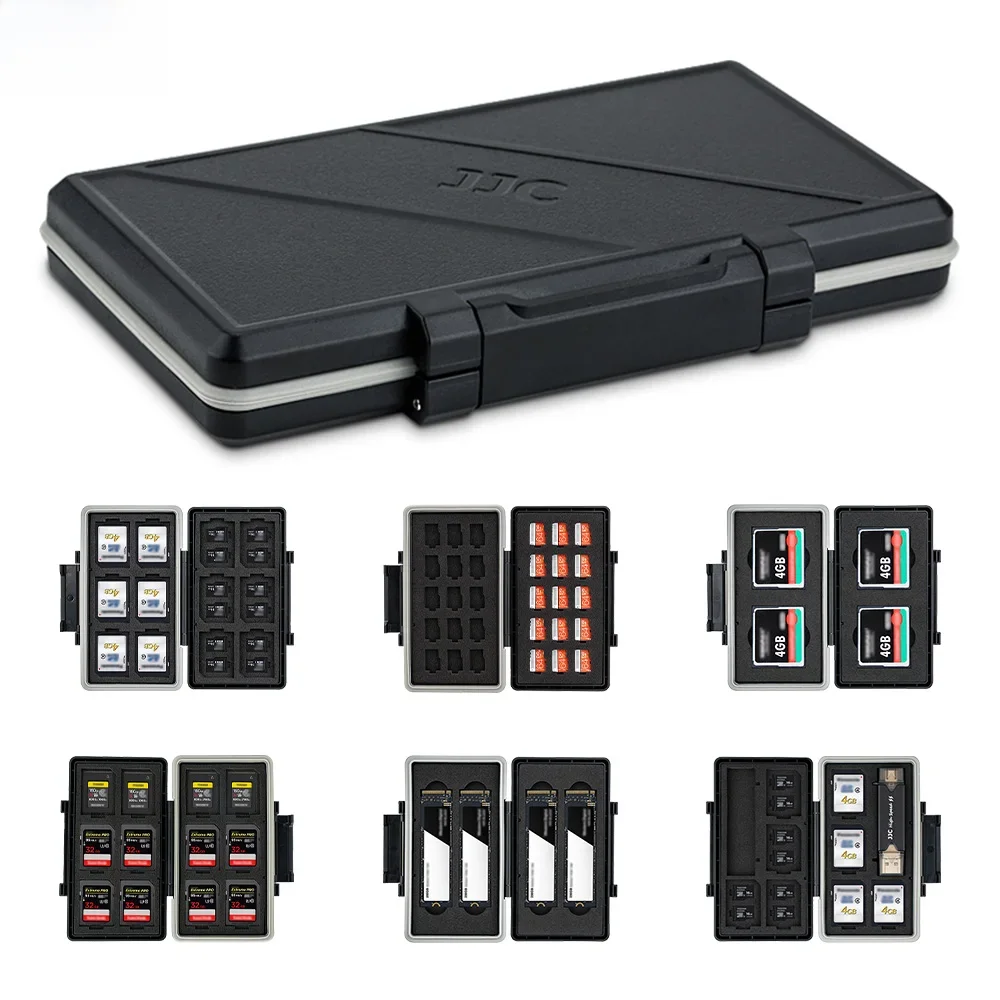 Wodoodporne etui na karty pamięci JJC, pojemnik na karty SD/MicroSD/Micro SD/TF/CF/CF Type A/XQD/SSD, pudełko do przechowywania, akcesoria do kart pamięci — zdjęcie produktu 7