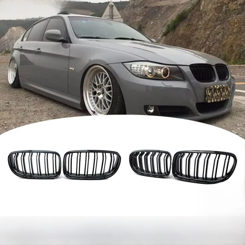 1 paire de calandre de course automobile, couleur M, noir brillant/mat, pour BMW E90 E91 LCI 325i 328i 335i 2009 2010 2011