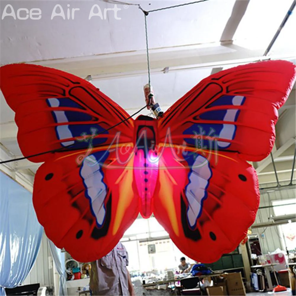 

Custom Hanging Inflatable Butterfly LED Light Insect Decoration for Parties or DJ Stage