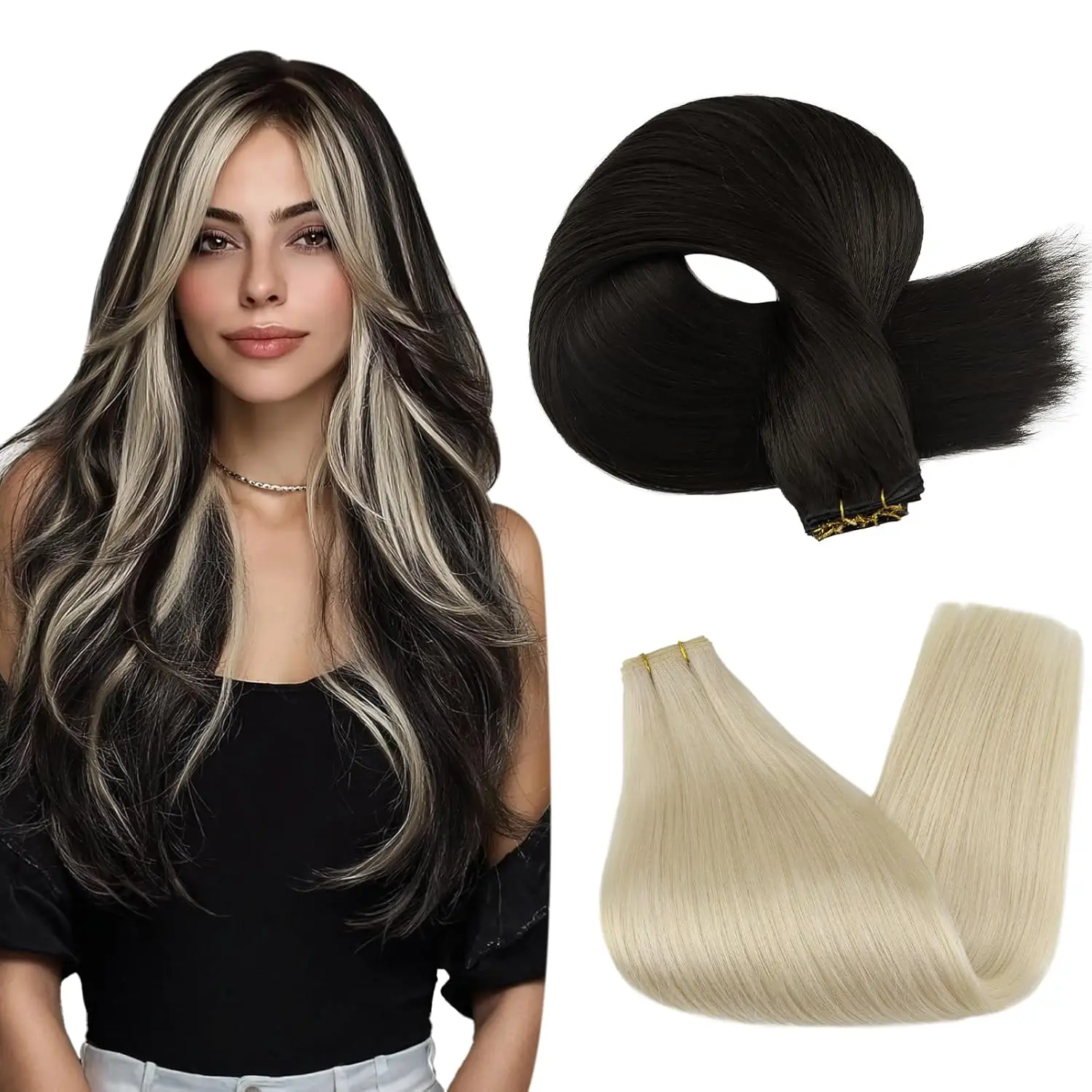 Full Shine Remy Hair Extensions Genius Weft Hair Extensions Soft Silky Hair Sew In Extensions Human Hair For Women