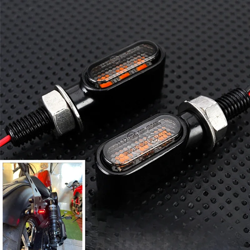 Clignotants clignotants universels 12V, Mini lumières LED pour motos, indicateur de clignotant arrière, feu arrière pour café Racer Honda BMW Yamaha