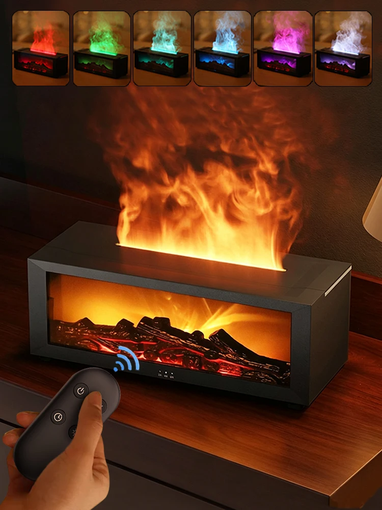 Kamin-Flammeneffekt Ätherisches Öl Diffusor 150ml Luftbefeuchter Aroma Diffusor mit Fernbedienung für Schlafzimmer und Zuhause