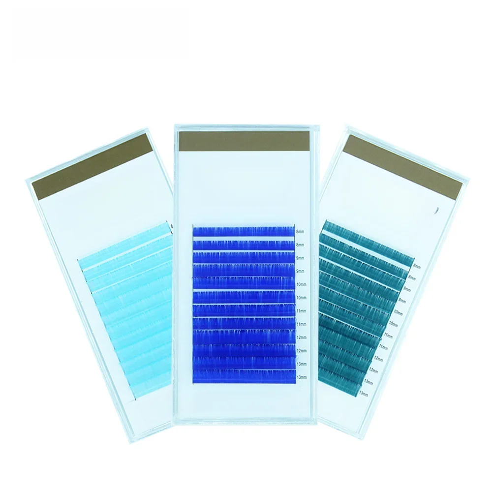 MIZIMO – faux-cils de couleur bleue claire, 8 à 13 longueurs mixtes, outil d'extension de cils