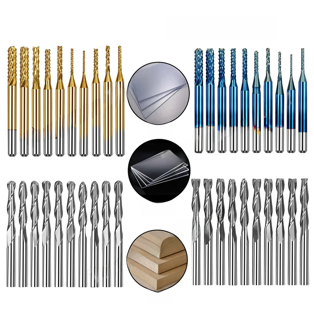 Laserowe narzędzia do obróbki drewna Tytanowy frez trzpieniowy 3,175 mm Nano Blue Coat Frez do grawerowania drewna do 1610 3018 TTC450 — zdjęcie produktu 7