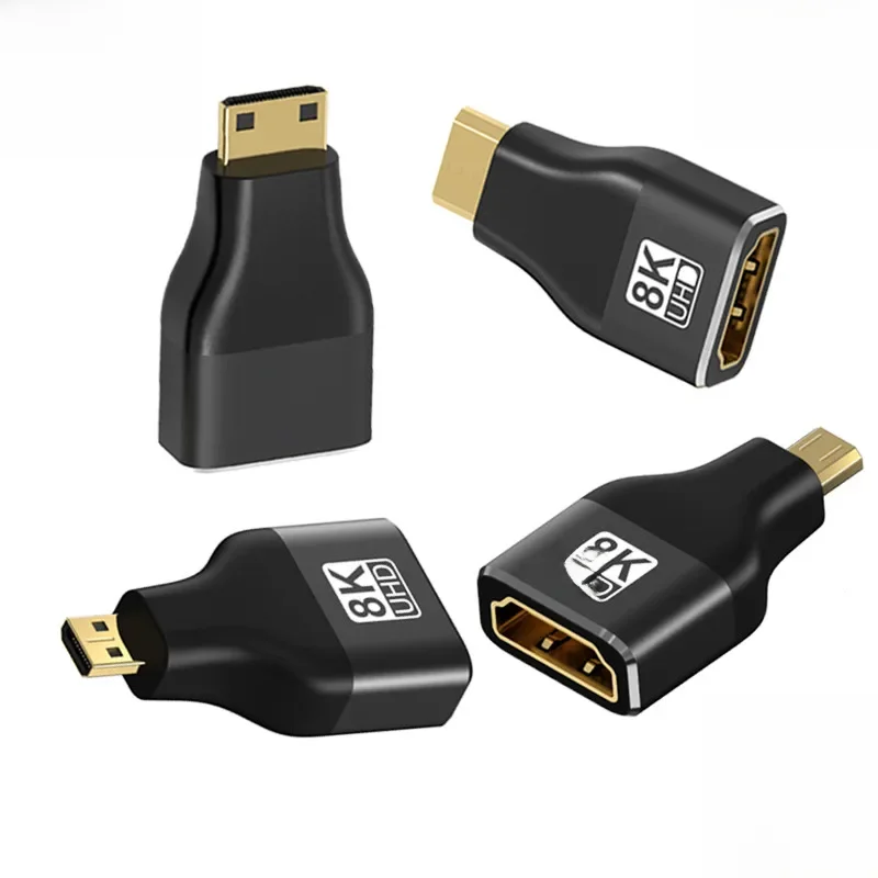 HDMI-Compatible Adapter Mini/Micro HDMI To HDMI Adapter 8K 60Hz 4K 120Hz/144Hz Male To Female Converter For HDTV Laptop PS4/3