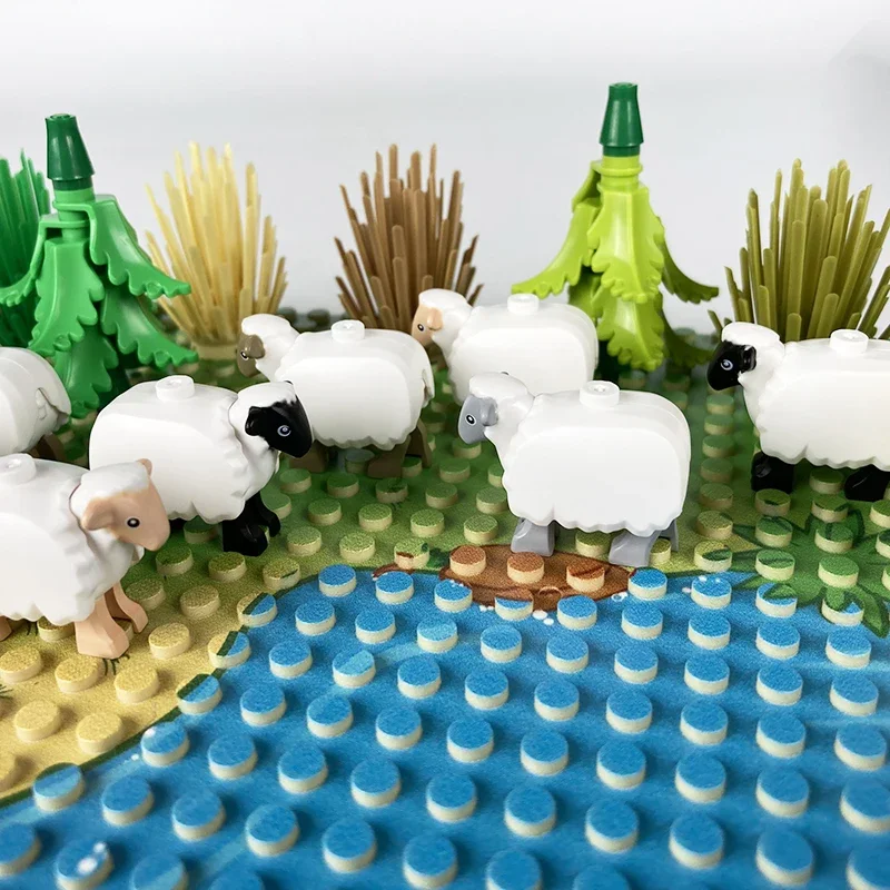 Blocs de construction animaux chèvre mouton loup accessoires enfants jouets cadeau naturel mammifère volaille bétail volaille volaille poussin ferme 3 pièces