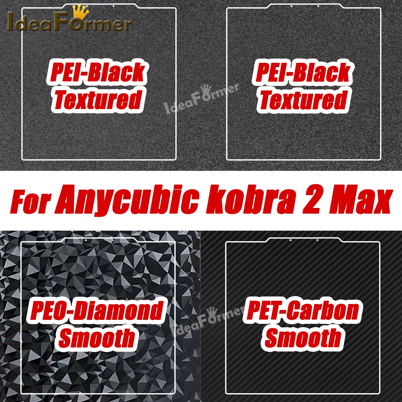 For Anycubic kobra 2 Max Upgraded Heatbed 430x430mm PEI PEO PET Build Plate Double Sided Spring Steel Plate For 3d printer parts