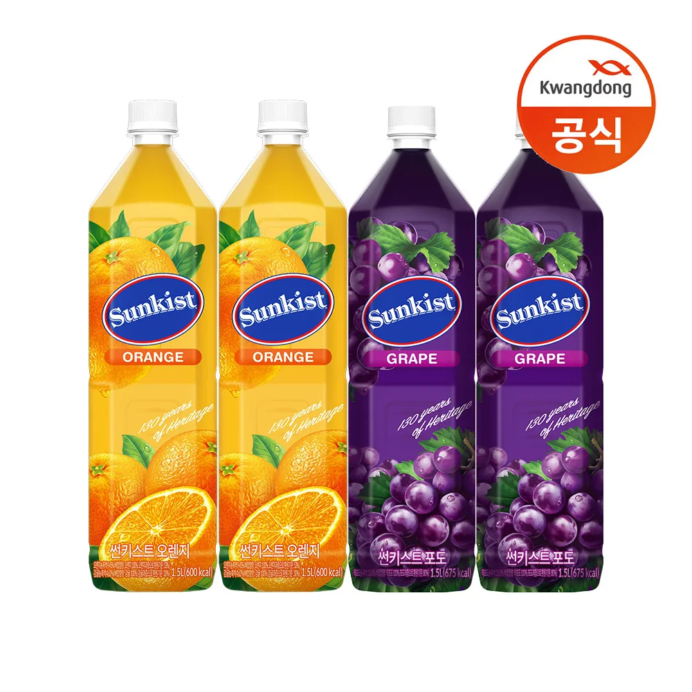 Sunkist juice 1.5L pet 2 + 2 (Orange + grape)