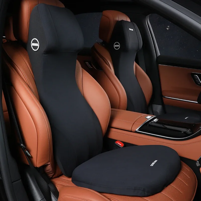 Car Integrated Headrest Lumbar Support Neck Pillow Cushion Universal Memory Foam Back Support Car Vehicle Supplies Assecories