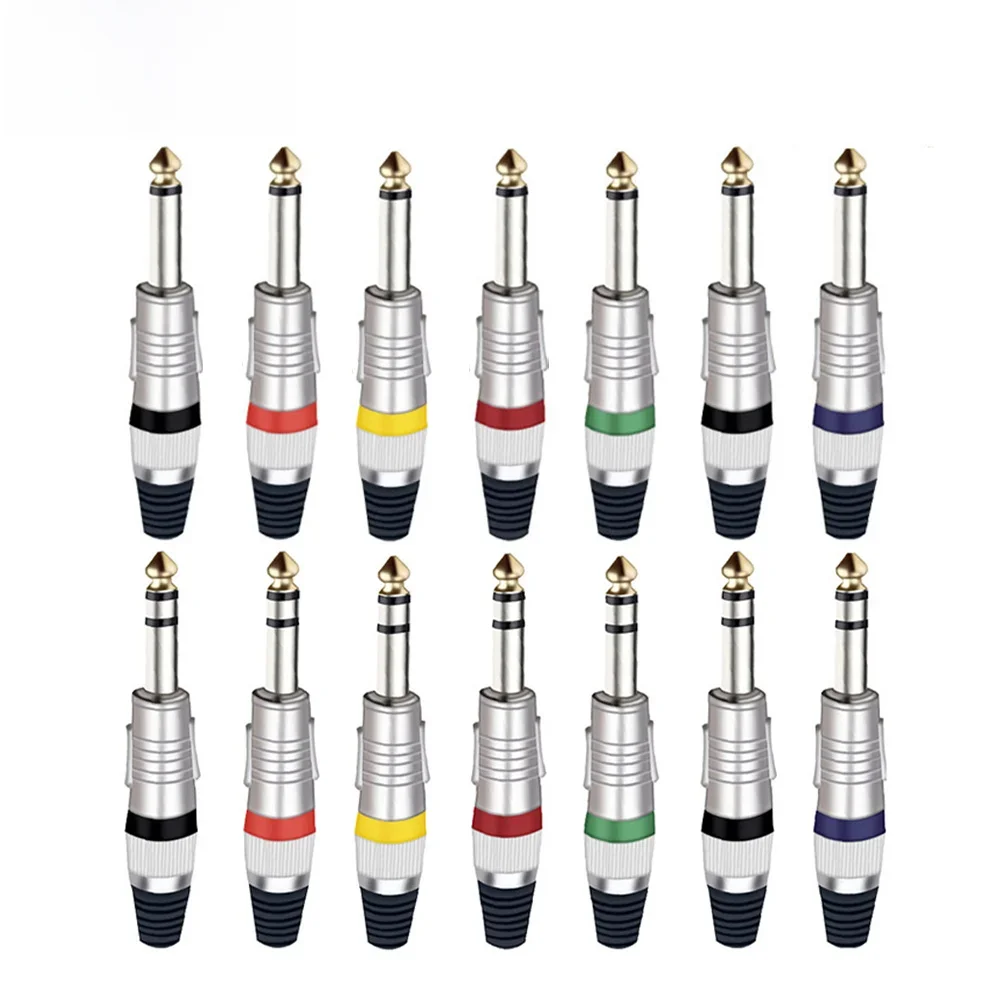 10 sztuk MONO/Stereo Jack 6.35mm złącza przewodów głośnik audio 6.35mm wzmacniacz mikrofon TS TRS wtyczka niklowana — zdjęcie 2
