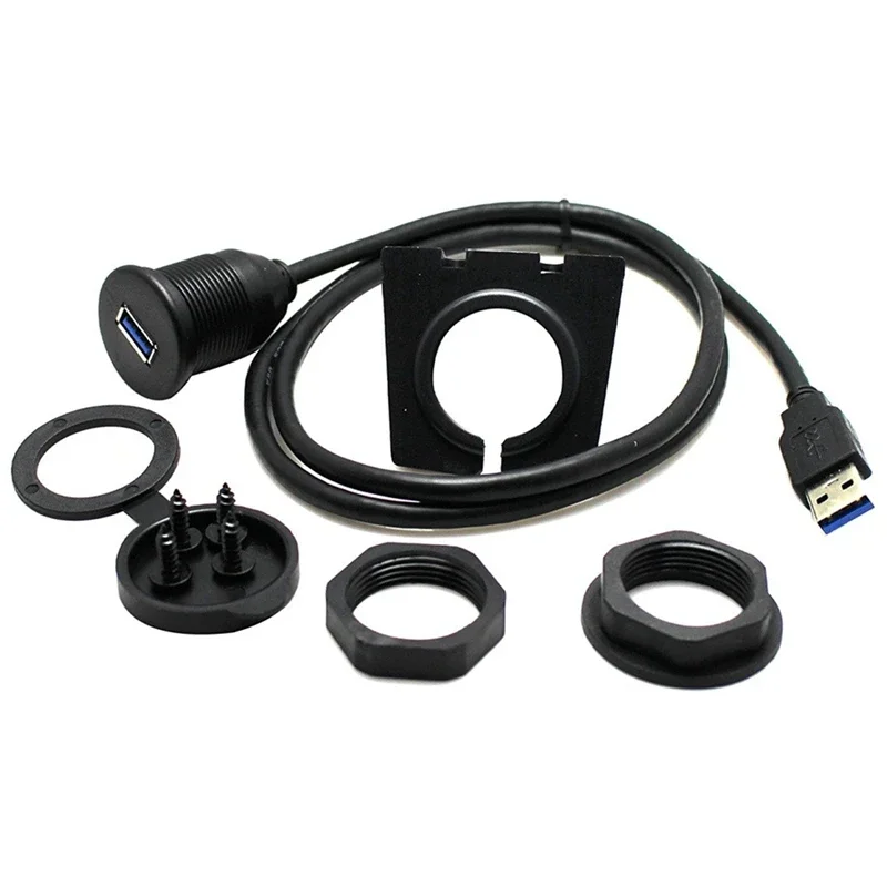 Panneau USB 3.0 avec extension de lumière LED, montage encastré, câble USB 2.0, 1m, 2m, voiture, camion, bateau, moto, carte Prada, 1m, 2m