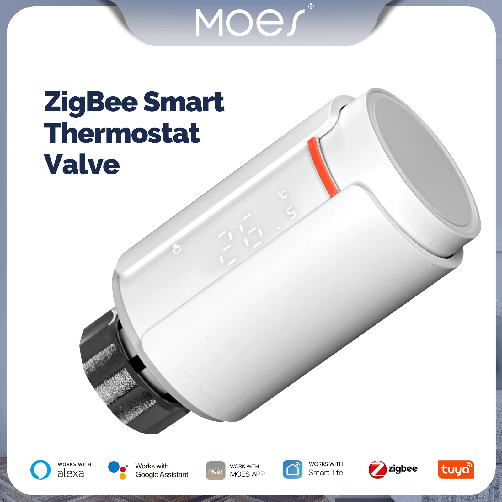 MOES Tuya ZigBee Smart Thermostatic Radiator Valve TRV Programmable App Remote Temperature Controller Support Alexa Google Home