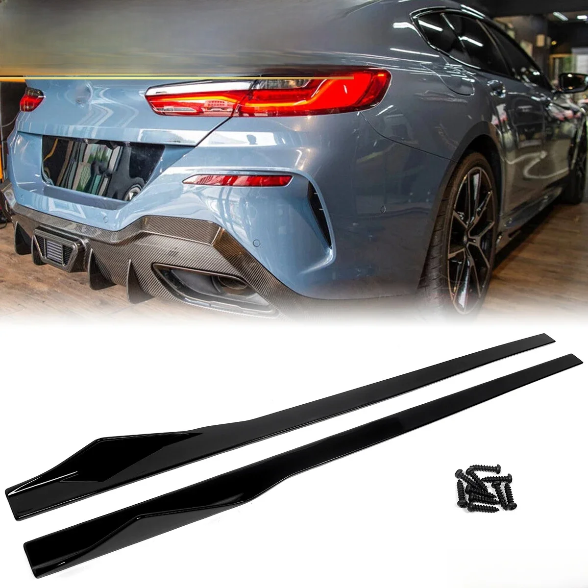 Voor 2019+ BMW 8 Serie G16 M8 M850i 4-Deur Glanzend Zwart Side Rokken Extensions ONS - afbeelding 2