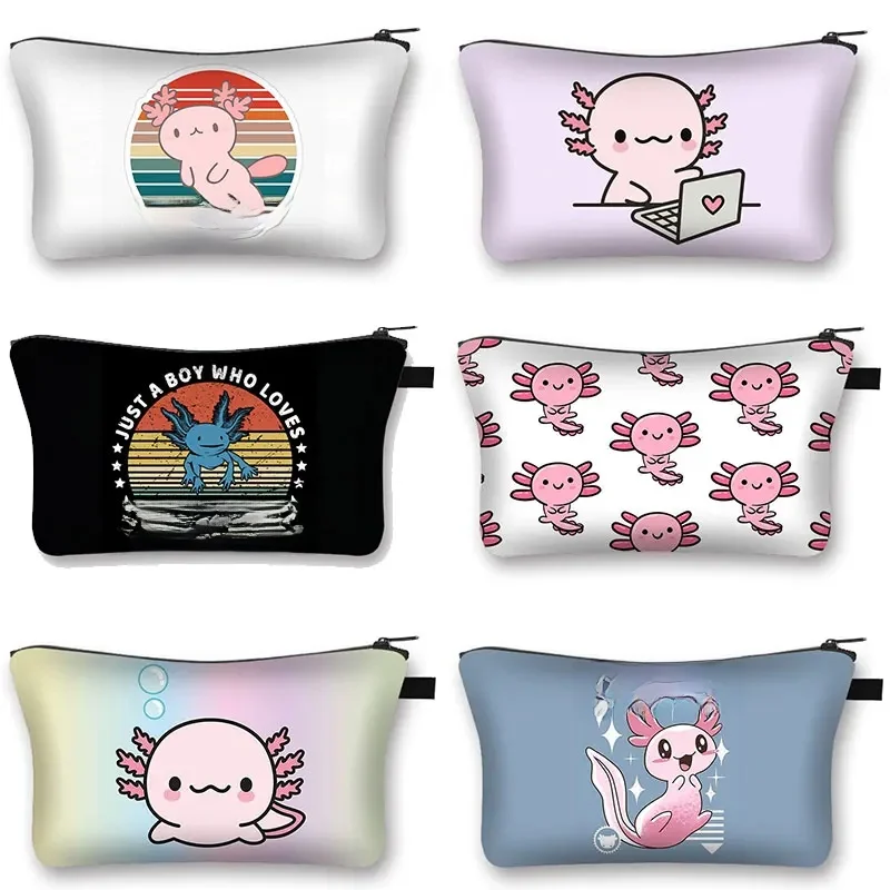 Sac à cosmétiques motif axolotl/furet, animaux mignons, loutres de mer, sacs de maquillage pour femmes, étuis à cosmétiques à fermeture éclair, porte-rouge à lèvres pour filles, cadeau