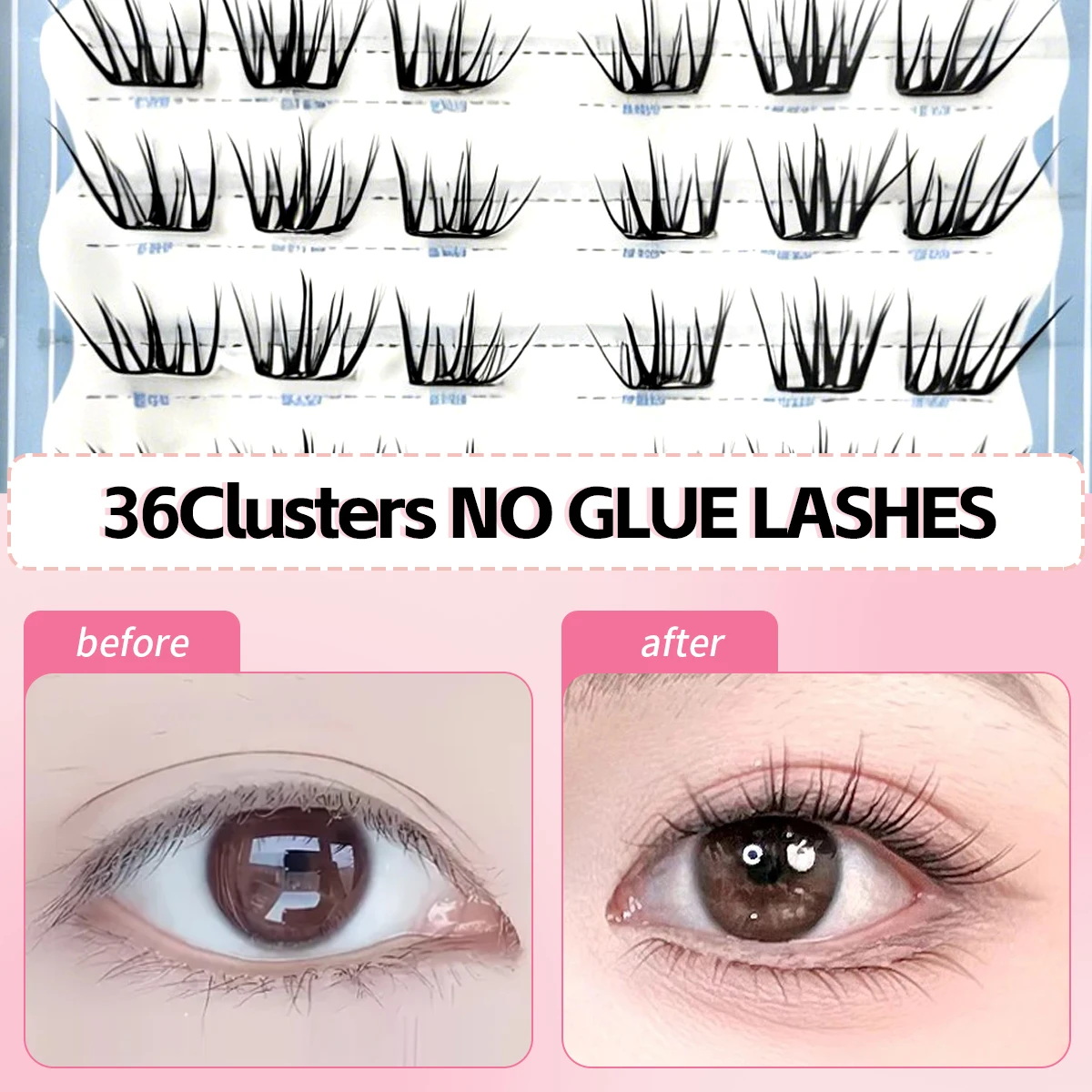 DIY Mode-Wimpernverlängerungen Klebefrei Koreanischer Stil Girl Group Wimpern Segmentierte Natürliche Lange Künstliche Wimpern Selbstklebende Wimpern