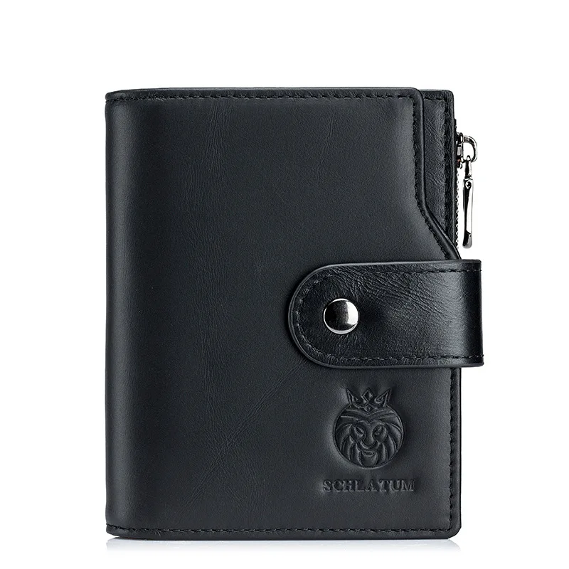 Men Short Wallet Genuine Leather Cowhide Rfid Credit Card ID Cards Holder Small Purse Money Bag Slim Business Wallet for Male
